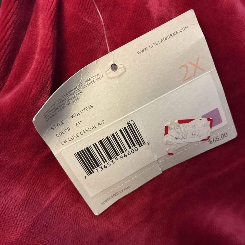 NEW Liz Claiborne Red Luxe Velour Pants Wide Leg Casual Holiday Womens Plus 2X - Picture 8 of 15